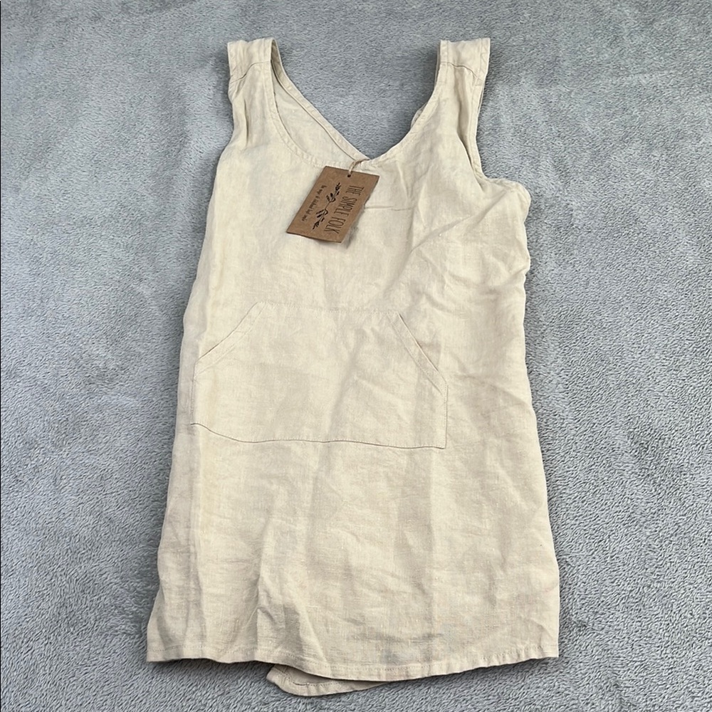 NEW The Simple Folk 6-8 Years 100% Organic Linen Oatmeal Cross-Back Apron